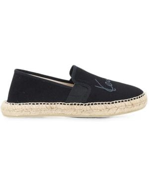 KENZO Logo-Embroidered Canvas Espadrilles - Blue