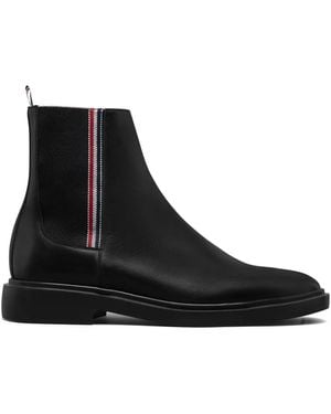 Thom Browne Bottines Chelsea À Bande Tricolore - Black