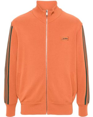 Autry Logo-Appliqué Zip-Up Sweatshirt - Orange
