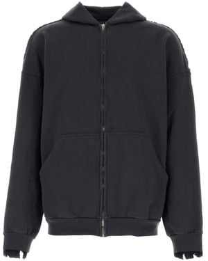 Balenciaga Hoodie Zippé À Empiècements - Noir