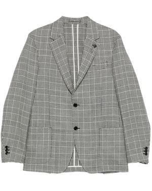 Lardini Checked Two-Button Blazer - Grey