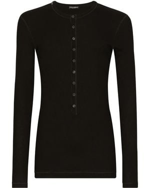 Dolce & Gabbana Fine-Rib Cotton T-Shirt - Black