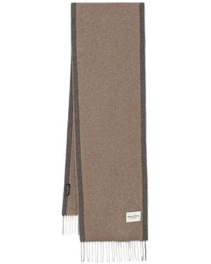 Marc O' Polo Fringed Contrast-Border Scarf - Brown