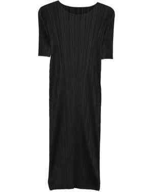 Pleats Please Issey Miyake Monthly Colors: August Pleated Midi Dress - Black