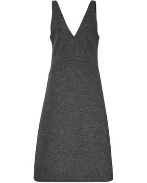 Enfold Sculpted-Hem Woven Midi Dress - Grey