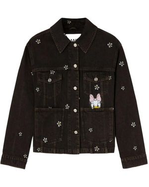 Ganni X Disney Daisy Duck Denim Oversized Jacket - Black