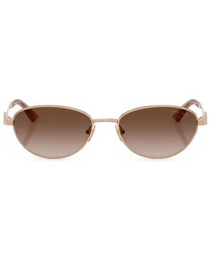 Jimmy Choo Crystal-Embellished Oval-Frame Sunglasses - Metallic