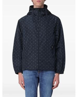 Emporio Armani Logo-Print Hooded Jacket - Blue