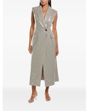 Brunello Cucinelli Sequin-Embellished Sleeveless Midi Dress - Gray