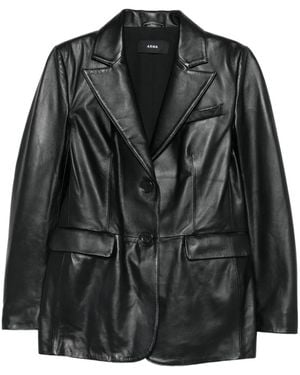 Arma Single-Breasted Leather Blazer - Black