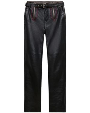 Marni Embroidered Paneled Leather Pants - Black