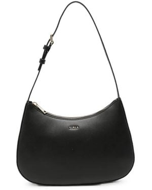 Furla Bolso De Hombro De Piel Con Placa Del Logo - Negro