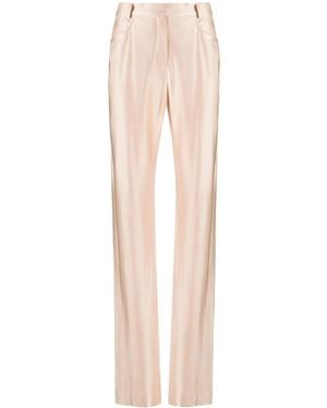 Alexandre Vauthier High-Waisted Satin Trousers - Natural