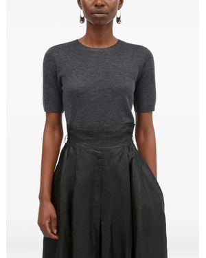 Mark Kenly Domino Tan Nova Light Ramie Pleated Wrap Midi Skirt - Black