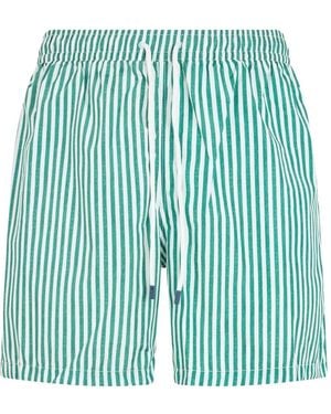 Fedeli Striped Drawstring Swim Shorts - Green