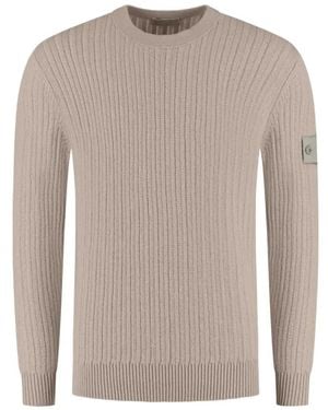 Stone Island Ribbed-Knit Logo-Patch Jumper - White
