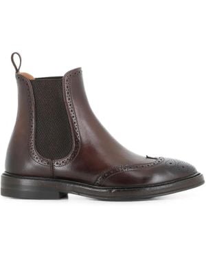 Alberto Fasciani Brogue-Detail Leather Chelsea Boots - Brown