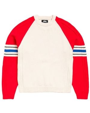 Stussy Logo-Print Raglan-Sleeve Jumper - Red