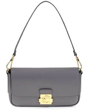 Coccinelle Medium C-Me Lock Leather Shoulder Bag - Gray