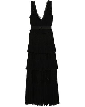 Saiid Kobeisy Floral-Lace Maxi Dress - Black