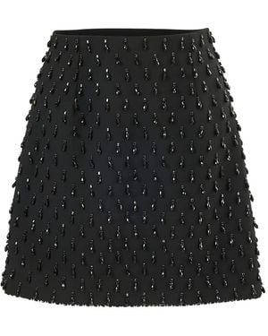 Carolina Herrera Bead-Embellished A-Line Skirt - Black