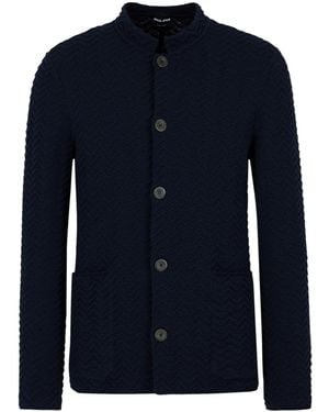 Giorgio Armani Cotton-Cashmere Jacquard Zigzag Sweater in Black