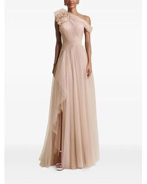 Gemy Maalouf Flower One-Shoulder Maxi Dress - Natural