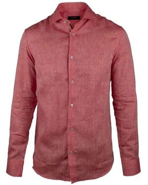 Moorer Sorrento Mother-Of-Pearl Button Long-Sleeved Shirt - Red