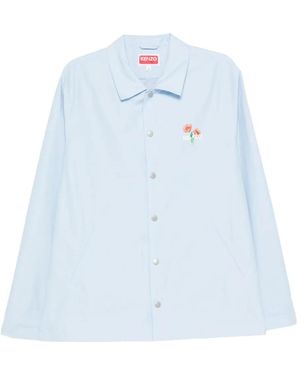 KENZO Floral-Print Cotton Shirt - Blue