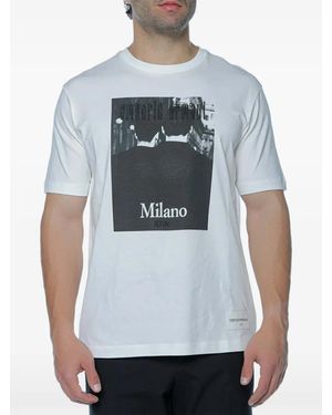 Emporio Armani Milano Icon Graphic-Print T-Shirt - Grey