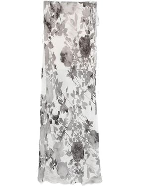 Patrizia Pepe Flower-Print Maxi Skirt - Grey