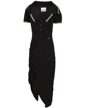 Vivienne Westwood Long Monday Pulling Polo-Collar Midi Dress - Black