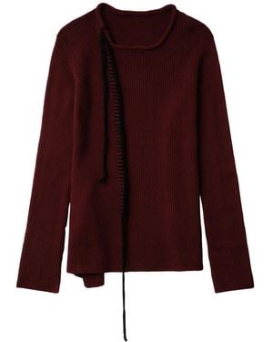 Y's Yohji Yamamoto Decorative-Stitching Wool Sweater - Purple