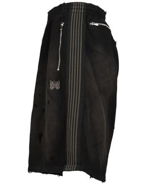 Needles H.D. Damaged-Effect Track Shorts - Black