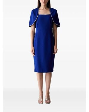 Joseph Ribkoff Midi Crystal-Embellished Cape-Overlay Dress - Blue