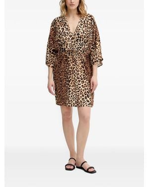 Lola Casademunt Leopard-Print Sequin-Embellished Mini Dress - Natural