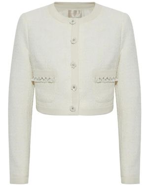 LoveShackFancy Alphie Cropped Tweed Blazer - White