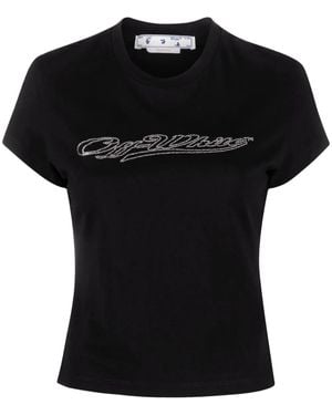 Off-White c/o Virgil Abloh Bling Logo-Print Short-Sleeve T-Shirt - Black