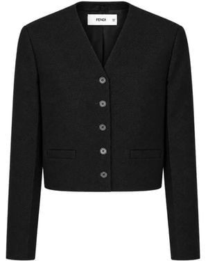 Fendi Jacke Aus Bouclé - Schwarz