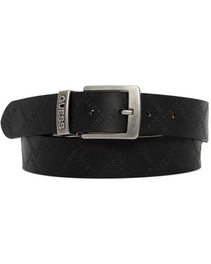 Guess Cintura Con Logo Goffrato - Nero
