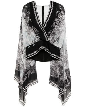 Elie Saab Chiffonbluse Mit Print - Schwarz