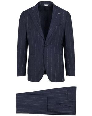 Manuel Ritz Pinstripe-Pattern Single-Breasted Suit - Blue