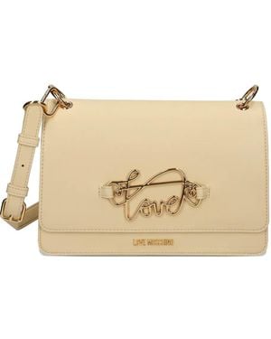 Love Moschino Logo-Plaque Shoulder Bag - Natural
