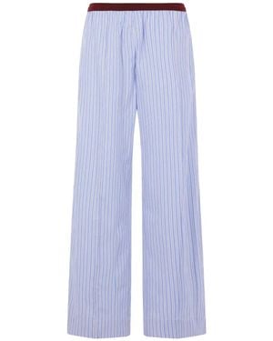Plan C Pantalon Palazzo À Rayures - Bleu