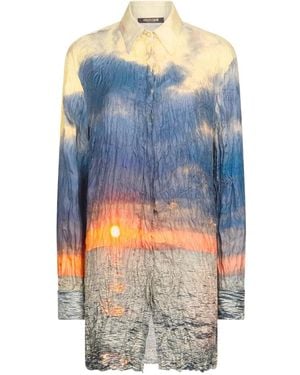 Roberto Cavalli Printed Distressed Shirt - Blue