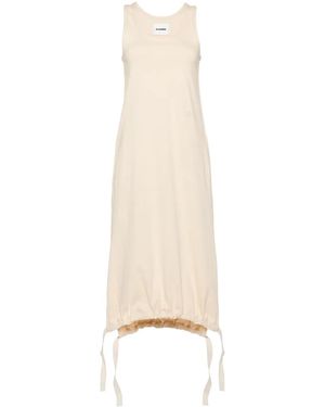 Jil Sander Monogram-Embroidery Jersey Maxi Dress - Natural