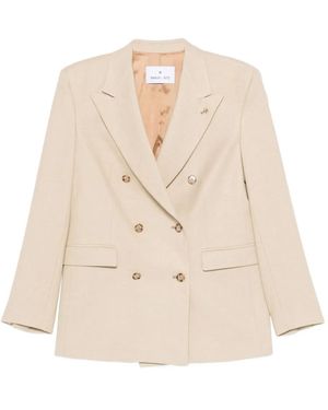 Manuel Ritz Flannel Double-Breasted Blazer - Natural