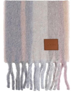 Loewe Fringed Stripes Scarf - Grey