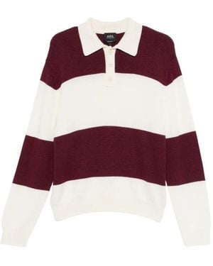 A.P.C. Luis Striped Polo Jumper - Purple