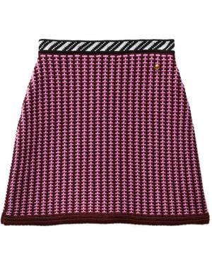 Versace Wool Crochet-Stitch Knit Mini Skirt - Red